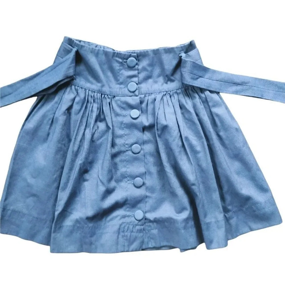 Handmade Button Down  Pleated Skirt with Belt - Picture 2 of 6